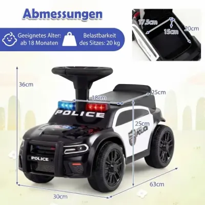 Policajné autíčko pre batoľatá, autíčko s blikajúcimi svetlami, hudbou, sirénou, biele