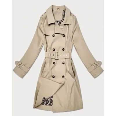 Dámsky kabát trenčkot MODA60416 svetlobéžový