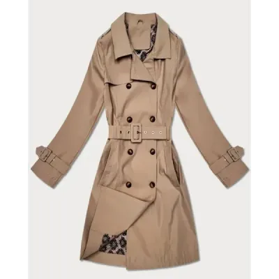 Dámsky kabát trenčkot MODA60416 béžový