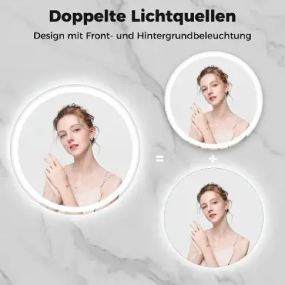 Okrúhle zrkadlo s LED osvetlením, Ø80 cm, nastaviteľným jasom a dotykovým spínačom