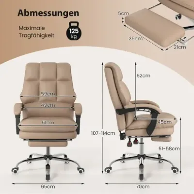 Ergonomická kancelárska stolička s výsuvnou opierkou na nohy Kancelárska stolička Kávová stolička