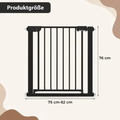Schodová brána bez vŕtania, šírka 75-82 cm, bezpečnostná zábrana s automatickým zatváraním dverí, čierna