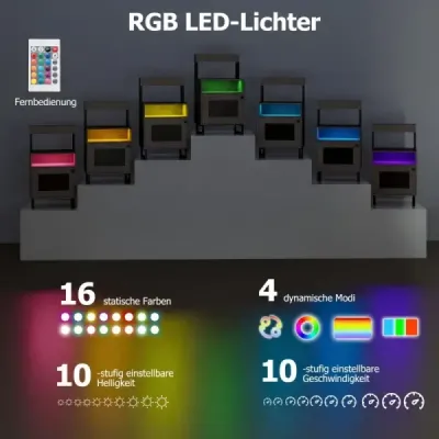 Moderner Nachttisch mit LED-Lichtern & Oberem Tablett Beistelltisch Sofatisch Nachtschrank Grau