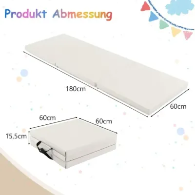 Skladacie podložka s mäkkým povrchom a 2 úchytmi Protiskluzová gymnastická podložka 180 x 60 x 5 cm Sivobežová
