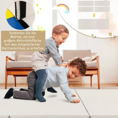 Skladacie podložka s mäkkým povrchom a 2 úchytmi Protiskluzová gymnastická podložka 180 x 60 x 5 cm Sivobežová