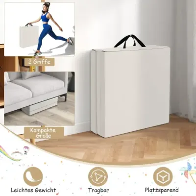 Skladacie podložka s mäkkým povrchom a 2 úchytmi Protiskluzová gymnastická podložka 180 x 60 x 5 cm Sivobežová