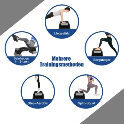 Výškovo nastaviteľný aerobikový stepper s 3 stupňami 12 / 17 / 22 cm Fitness stepper sivý