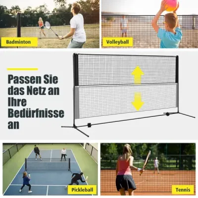 Sieť na badminton so stojanom, nastaviteľná sieť na badminton pre vonkajšie použitie, čierna