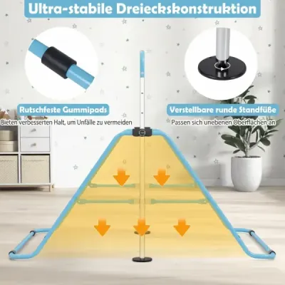 Detská gymnastická hrazda 90–130 cm, výškovo nastaviteľná, skladateľná hrazda, modrá