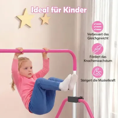 Detská gymnastická hrazda 90–130 cm, výškovo nastaviteľná, skladateľná hrazda, ružová