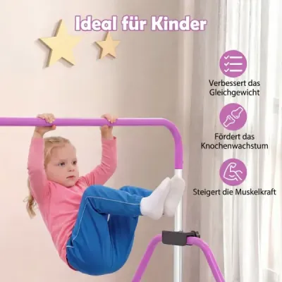 Detská hrazda 90–130 cm, výškovo nastaviteľná, skladateľná hrazda, gymnastická hrazda, fialová