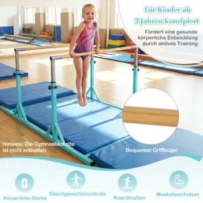 Gymnastika Hrazda do 100 kg Nosnosť Výškovo nastaviteľná a šírkovo nastaviteľná hrazda Tirkisová