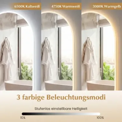 90 x 55 cm osvetlené kúpeľňové zrkadlo Nástenné zrkadlo s podsvietením strieborné