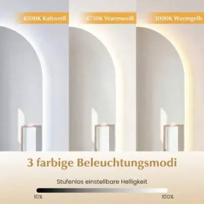 Osvetlené zrkadlo s nastaviteľnou 3-farebnou teplotou a funkciou proti zahmlievaniu Nástenné zrkadlo 80 x 50 cm
