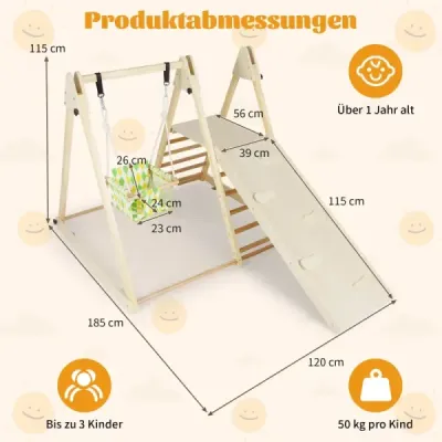 4 v 1 lezecká konštrukcia s hojdačkou pre bábätká, odpočinkovou plošinou, lezeckou rampou a rebríkom Montessori lezecká súprava Nature