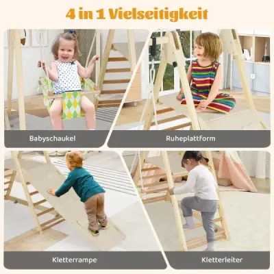 4 v 1 lezecká konštrukcia s hojdačkou pre bábätká, odpočinkovou plošinou, lezeckou rampou a rebríkom Montessori lezecká súprava Nature