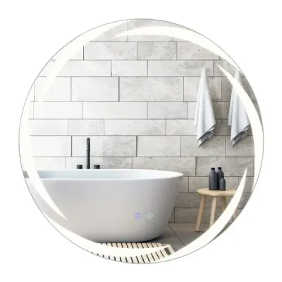 80 cm okrúhle LED kúpeľňové zrkadlo Výbušné tvrdené sklo Nástenné zrkadlo Strieborné