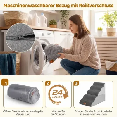 Schody pre psov 5 schodov 50 cm vysoké Schody pre domáce zvieratá Schody pre psov pre malé psy Šedé