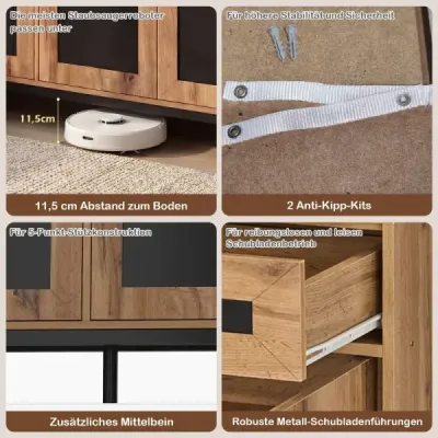 120 cm bufetová skriňa Sideboard Prístavná skriňa Drevo veľká vidiecka chalupa Úložná skriňa Príroda