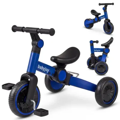 5 v 1 detský bicykel Detský balančný bicykel s odnímateľnými pedálmi a nastaviteľným riadidlom Modrý