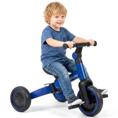 5 v 1 detský bicykel Detský balančný bicykel s odnímateľnými pedálmi a nastaviteľným riadidlom Modrý
