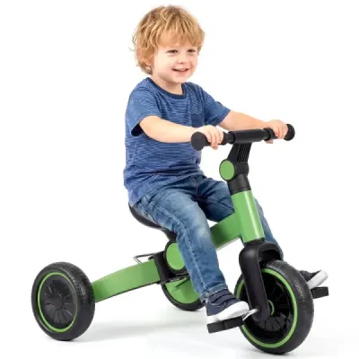 5 v 1 detský bicykel Detský balančný bicykel s odnímateľnými pedálmi a nastaviteľným riadidlom Zelený