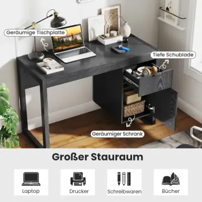 Moderný počítačový stôl Stôl s úložným priestorom Čierny