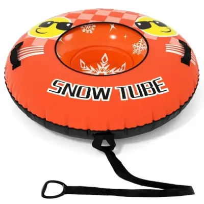 Nafukovacia snehová pneumatika s ťahacím lanom a rukoväťami Snowtube – nafukovacie sane, oranžové