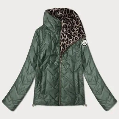 Dámska jarná prešívaná bunda so stojatým golierom MODA8579 khaki