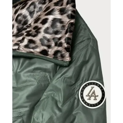 Dámska jarná prešívaná bunda so stojatým golierom MODA8579 khaki
