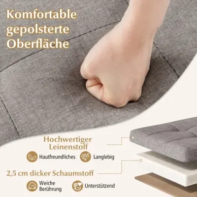 76 cm úložná lavica z ľanového plátna Lavica na konci postele s odkladacou plochou a nohami z kaučukového dreva Šedá