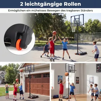 Výškovo nastaviteľný basketbalový stojan Vonkajší basketbalový kôš s kolieskami a stojanom Basketbalové ihrisko