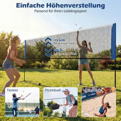 Poveternostne odolná sieť na bedminton s 2 košíkmi a taškou na prenášanie Výškovo nastaviteľná sieť na volejbal