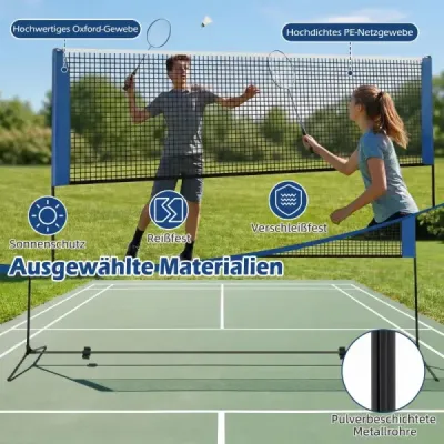 Poveternostne odolná sieť na bedminton s 2 košíkmi a taškou na prenášanie Výškovo nastaviteľná sieť na volejbal