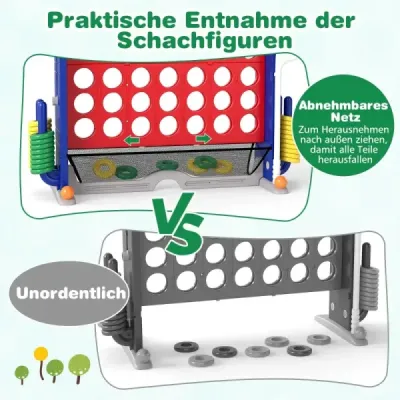 4 v 1 Štyri v rade s hádzaním krúžkov, basketbalovým košom, golfom a taškou Jumbo 4 v rade Červená