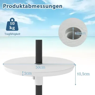 Nastaviteľný slnečník s otvorom pre tyč s priemerom 38–48 mm Slnečník Biely