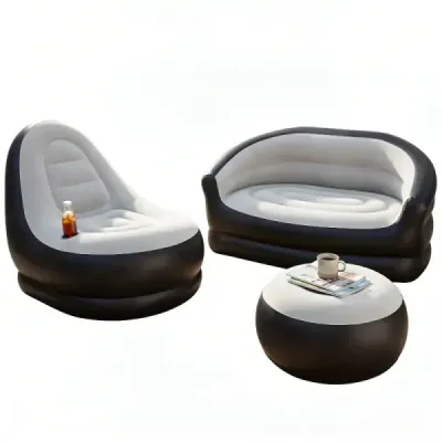 Nafukovacia jednosedadlová pohovka + dvojsedadlová pohovka Nafukovacie kreslo Nafukovacia pohovka Sivá