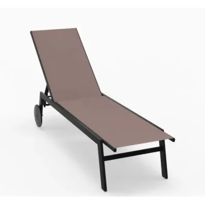 Ležadlo s kolieskami Záhradné ležadlo s nastaviteľným operadlom a rýchloschnúcou látkou Hnedá