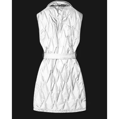 Dámska prešívaná vesta s opaskom MODA8603 biela