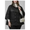 Oboustranná dámska bunda vo veľkej veľkosti s 3/4 rukávmi Minority čierna/leopardí vzor MODA6308BIG