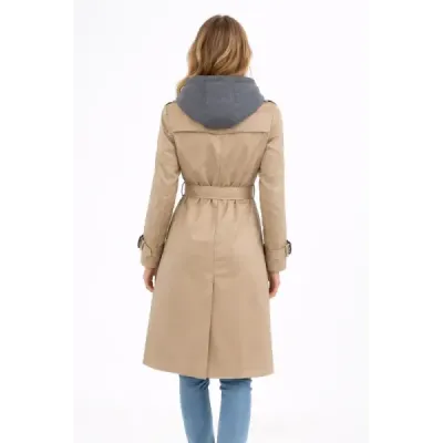 Dámsky trench kabát MODA2252 tmavobéžový