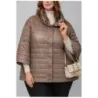 Oboustranná dámska bunda vo veľkej veľkosti s 3/4 rukávmi Minority kakao/leopard MODA6308BIG