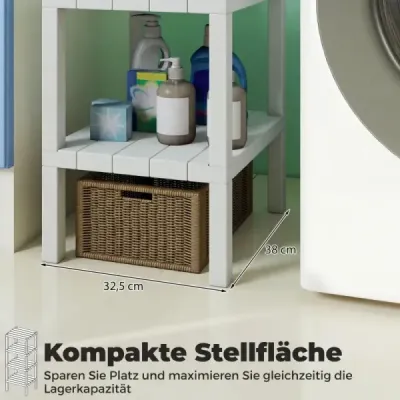Samostatný stojan z plastu 4-stupňový kúpeľňový regál Úzky kuchynský regál Biely