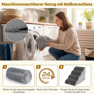 Schody pre psov 4 schody 50 cm vysoké Schody pre domáce zvieratá Schody pre psov pre malé psy Šedé