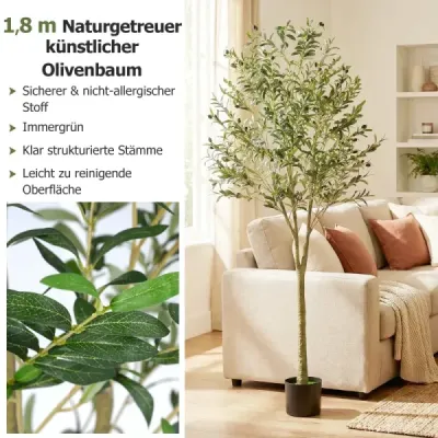 Umelé olivovníky – umelé olivovníky vysoké 180 cm v plastovom kvetináči, zelené