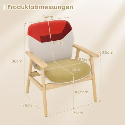 Moderné kreslo s ušami s dreveným rámom a sedacím vankúšom, lounge kreslo, čalúnené kreslo, relaxačné kreslo, farebné