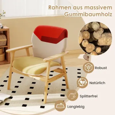 Moderné kreslo s ušami s dreveným rámom a sedacím vankúšom, lounge kreslo, čalúnené kreslo, relaxačné kreslo, farebné