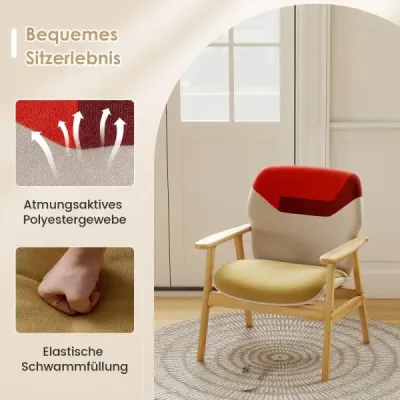 Moderné kreslo s ušami s dreveným rámom a sedacím vankúšom, lounge kreslo, čalúnené kreslo, relaxačné kreslo, farebné