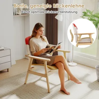 Moderné kreslo s ušami s dreveným rámom a sedacím vankúšom, lounge kreslo, čalúnené kreslo, relaxačné kreslo, farebné