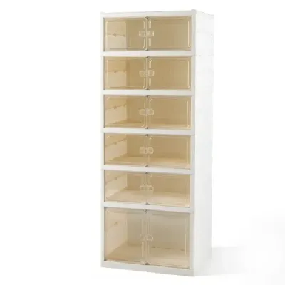 6-poschodová skriňa na topánky s kapacitou 12 párov topánok a magnetickými dvierkami – voľne stojaca skriňa na topánky